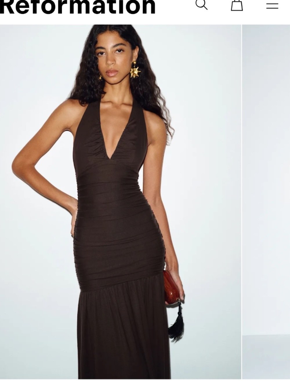 Reformation Hugo Knit Dress - brown drop waists dress - Picture 3 of 5